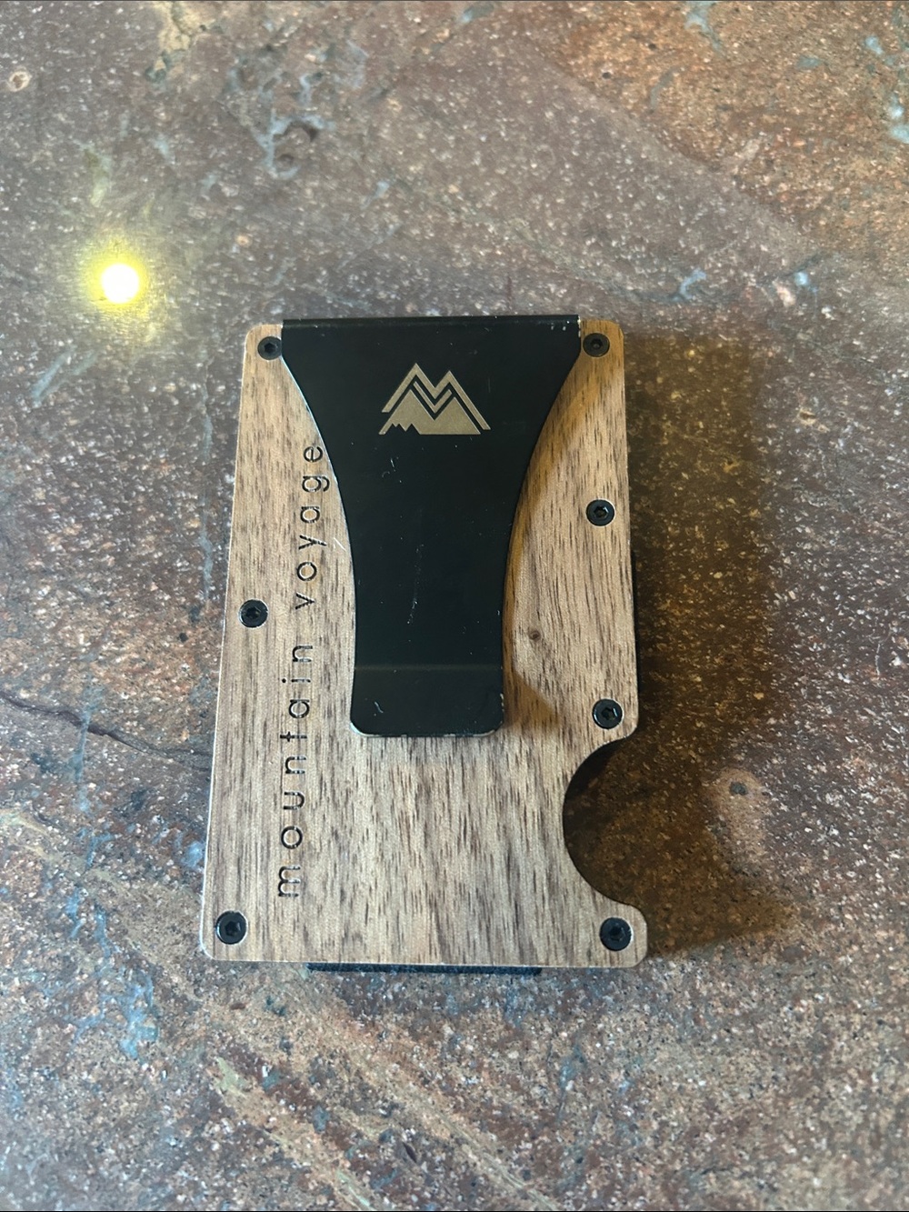 Mountain Voyage Wooden Minimalist Wallet with Black Clip BARELY USED with Box